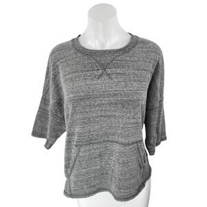Ivy Park Women's Gray Half Sleeve Oversized Split Back Activewear Shirt Top Sz S